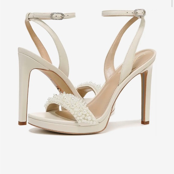 Sam Edelman Shoes - Sam Edelman Elegant Pearl Accented Ivory High Heel Sandals NWT & Box Size 7.5